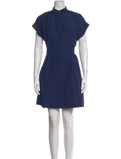 Pre-owned Finley Mock Neck Mini Dress In Blue