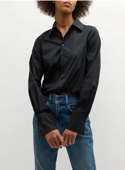 Finley Moxie Button-down Split-cuff Poplin Shirt In Black
