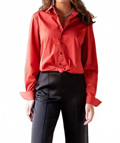 Finley Moxie Solid Silky Poplin Shirt In Cinnamon In Brown