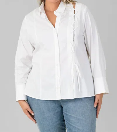 Finley Naomi Lace Up Top In White