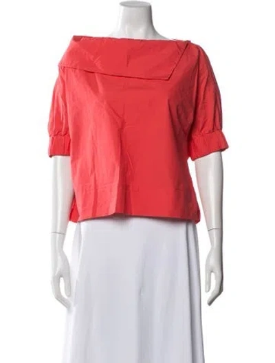 Pre-owned Finley Off-the-shoulder Short Sleeve Top In Red