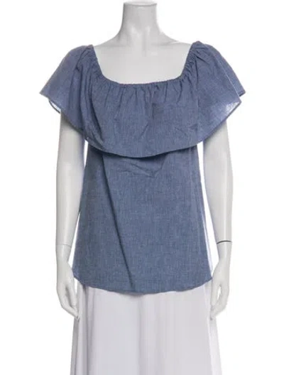 Pre-owned Finley Off-the-shoulder Short Sleeve Top W/ Tags In Blue