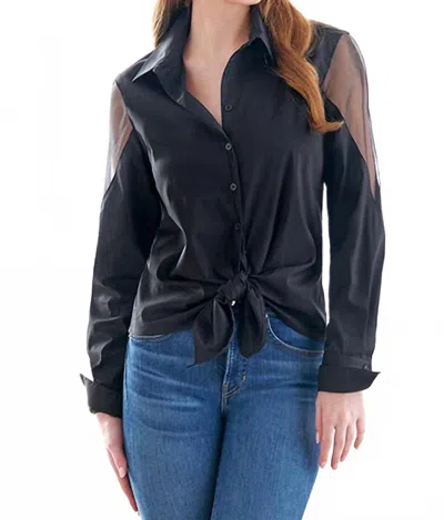 Finley Organza Combo Lindey Shirt In Black In Blue