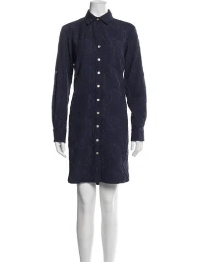 Pre-owned Finley Patterned Knee-length Dress In Blue