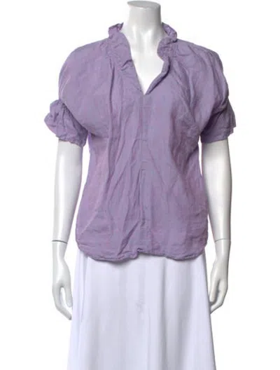 Pre-owned Finley Patterned V-neck Top In Purple