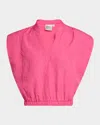Finley Pearl Boxy Textured Jacquard Top In Pink