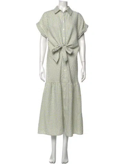 Pre-owned Finley Plaid Print Long Dress In Yellow