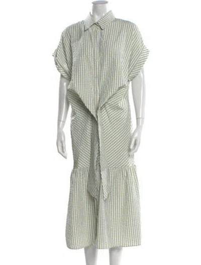 Pre-owned Finley Plaid Print Midi Length Dress In Yellow