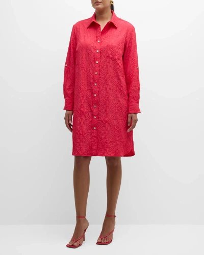 Finley Plus Size Alex Jacquard Midi Shirtdress In Red