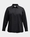 Finley Plus Size Endora Zip-front Poplin Top In Black