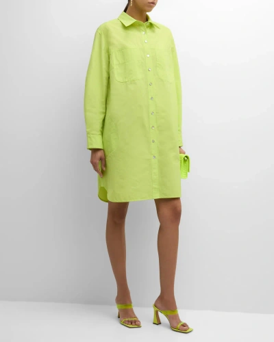 Finley Plus Size Nash Taffeta Midi Shirtdress In Neon Lime