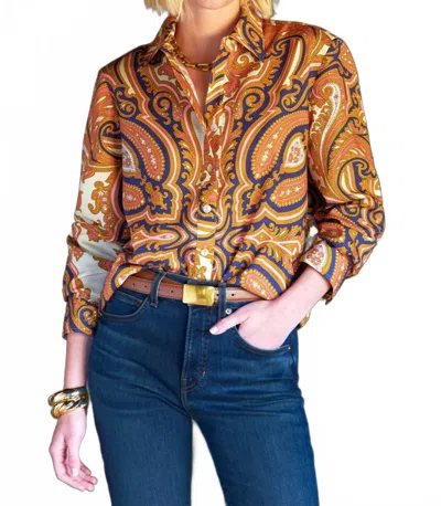 Finley Princess Paisley Mini Monica Shirt In Ivory/pink/navy In Multi