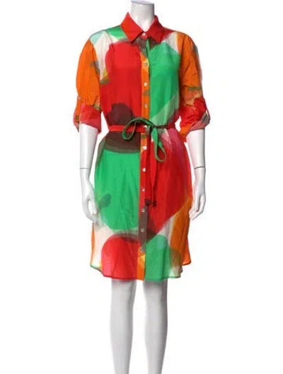 Pre-owned Finley Printed Knee-length Dress In Orange