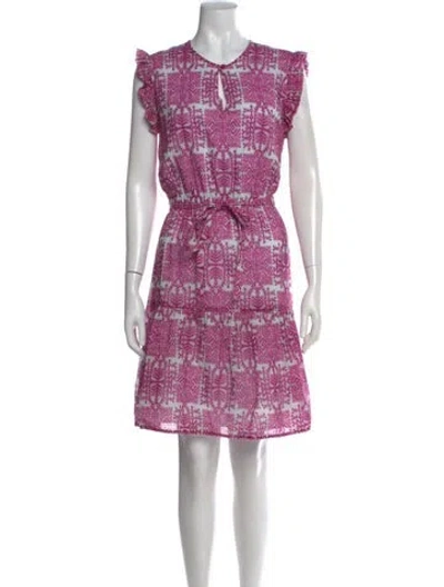 Pre-owned Finley Printed Knee-length Dress In Purple