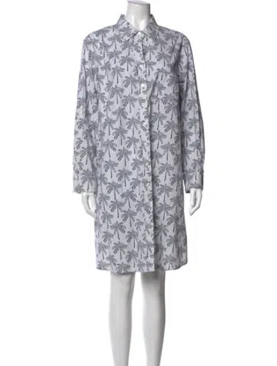 Pre-owned Finley Printed Knee-length Dress In White