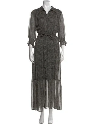 Pre-owned Finley Printed Long Dress In Gray