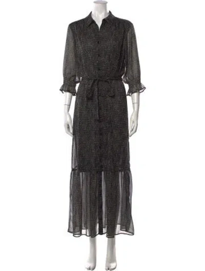 Pre-owned Finley Printed Long Dress W/ Tags In Black