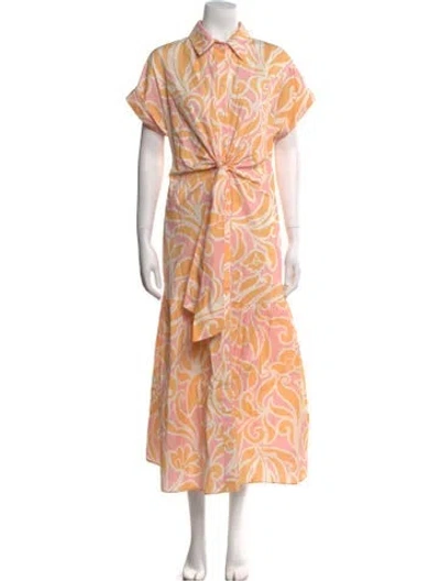 Pre-owned Finley Printed Long Dress W/ Tags In Orange