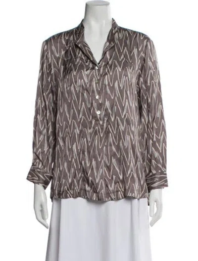 Pre-owned Finley Printed Long Sleeve Blouse In Multi