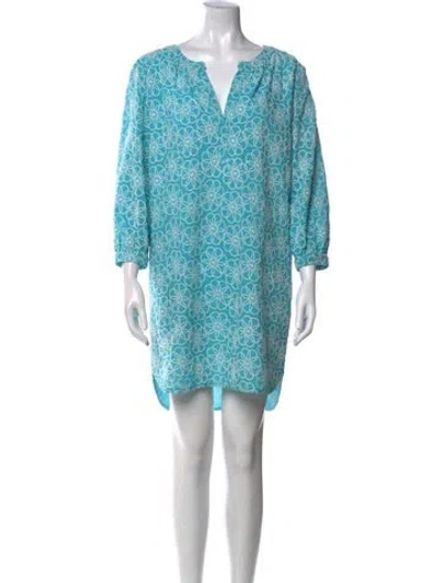 Pre-owned Finley Printed Mini Dress In Blue