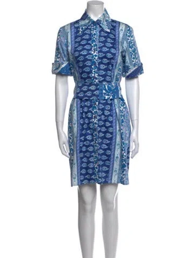 Pre-owned Finley Printed Mini Dress In Blue