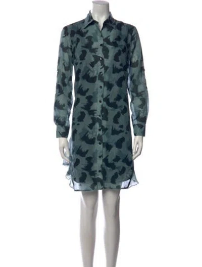 Pre-owned Finley Printed Mini Dress In Blue
