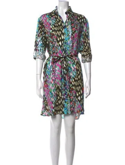 Pre-owned Finley Printed Mini Dress In Green