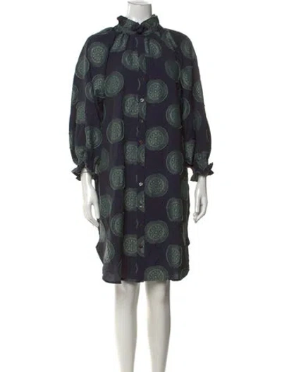 Pre-owned Finley Printed Mini Dress In Green