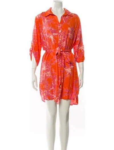 Pre-owned Finley Printed Mini Dress In Orange