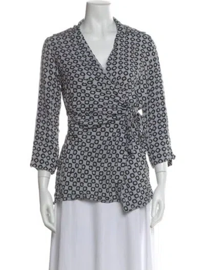 Pre-owned Finley Printed V-neck Blouse In Multi