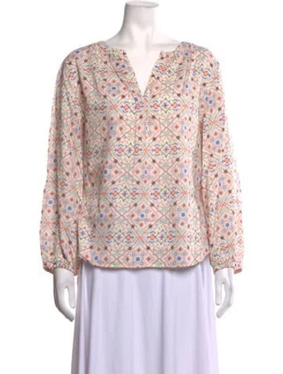 Pre-owned Finley Printed V-neck Blouse In Multicolor