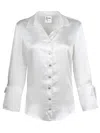 FINLEY RACHEL BUTTON-DOWN HAMMERED SATIN SHIRT IN IVORY