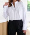 Finley Raffaele Organza Ruffle Crop Shirt In White In White