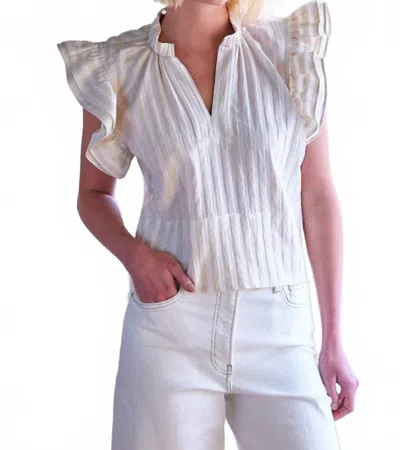 Finley Remy Natural Stripe Top In White