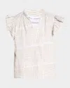 Finley Remy Striped Ruffle-sleeve Cotton Top In Gold