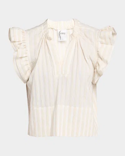 Finley Remy Texture-striped Ruffle Top