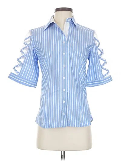 Pre-owned Finley Short Sleeve Blouse In Blue