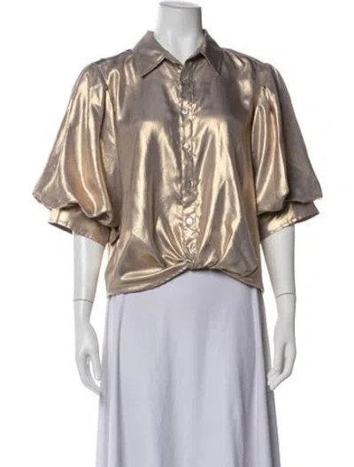 Pre-owned Finley Short Sleeve Button-up Top In Multicolor