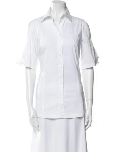 Pre-owned Finley Short Sleeve Button-up Top In White