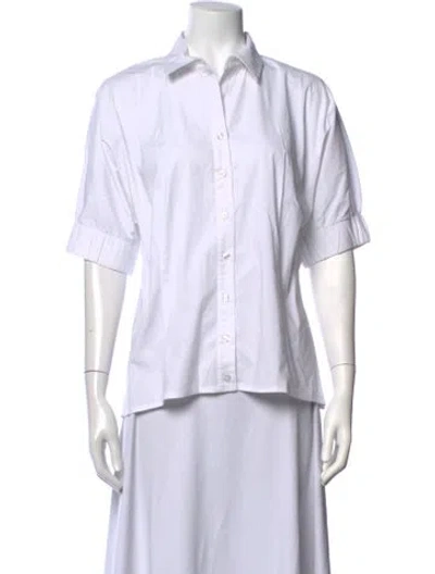 Pre-owned Finley Short Sleeve Button-up Top In White