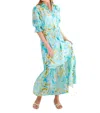 Finley Sienna Seaweed-print Flounce Midi Shirtdress In Multi