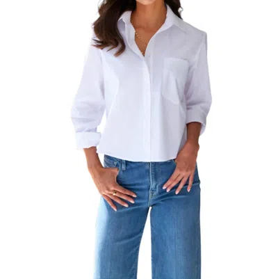 Finley Silky Poplin Crop Andie Shirt In White