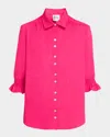Shop Finley Sirena Button-down Solid Stretch Shirt In Fuschia