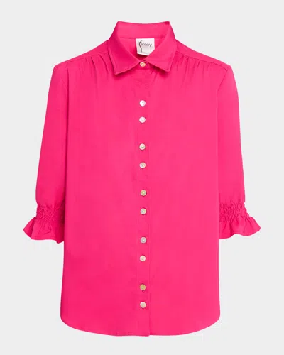 Finley Sirena Button-down Solid Stretch Shirt In Fuschia