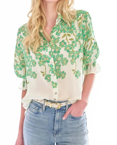 Finley Sirena Button Front Shirt In Clover Print In Green
