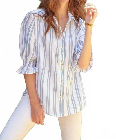 Finley Sirena Drop Needle Button-down Shirt In Blue/white