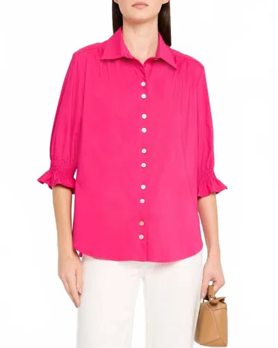 Finley Sirena Smocked Sleeve Shirt In Fuschia In Pink