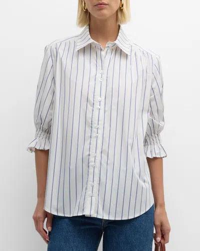 Finley Sirena Striped Cotton Shirt In White