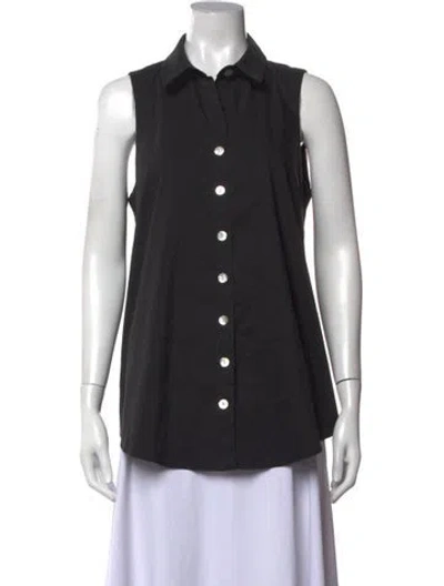 Pre-owned Finley Sleeveless Button-up Top In Black