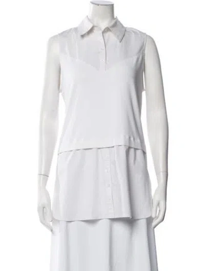 Pre-owned Finley Sleeveless Button-up Top In Blue